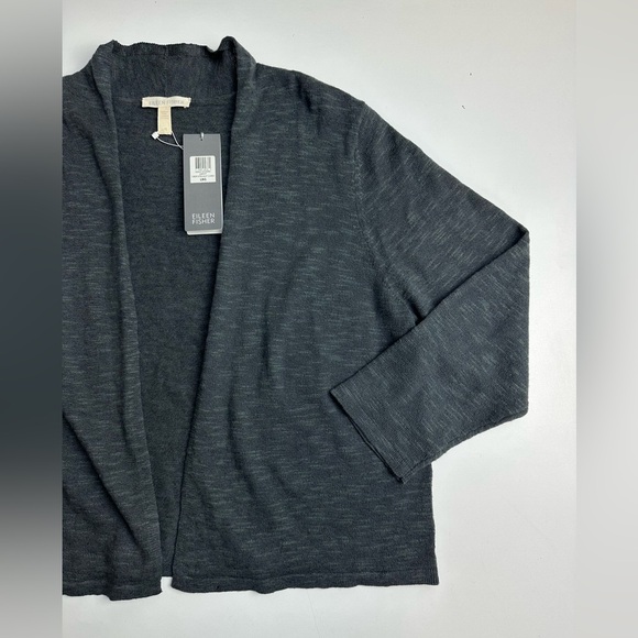 Eileen Fisher The System Organic Linen Blend Crop Open Front Cardigan NWT Large - Picture 10 of 13